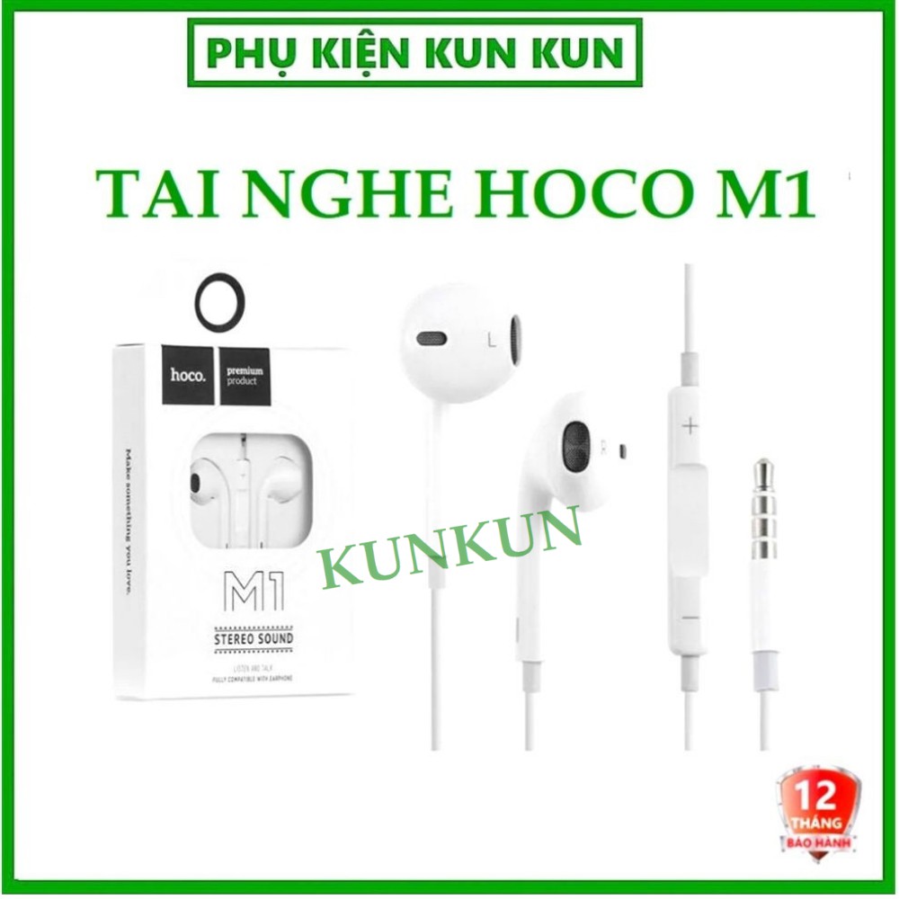 💎CHÍNH HÃNG💎Tai Nghe Hoco M1 Jack 3.5 mm - Hỗ trợ mic đàm thoại - Âm bass trầm và sâu - Loại mới Gen 2 (Logo)