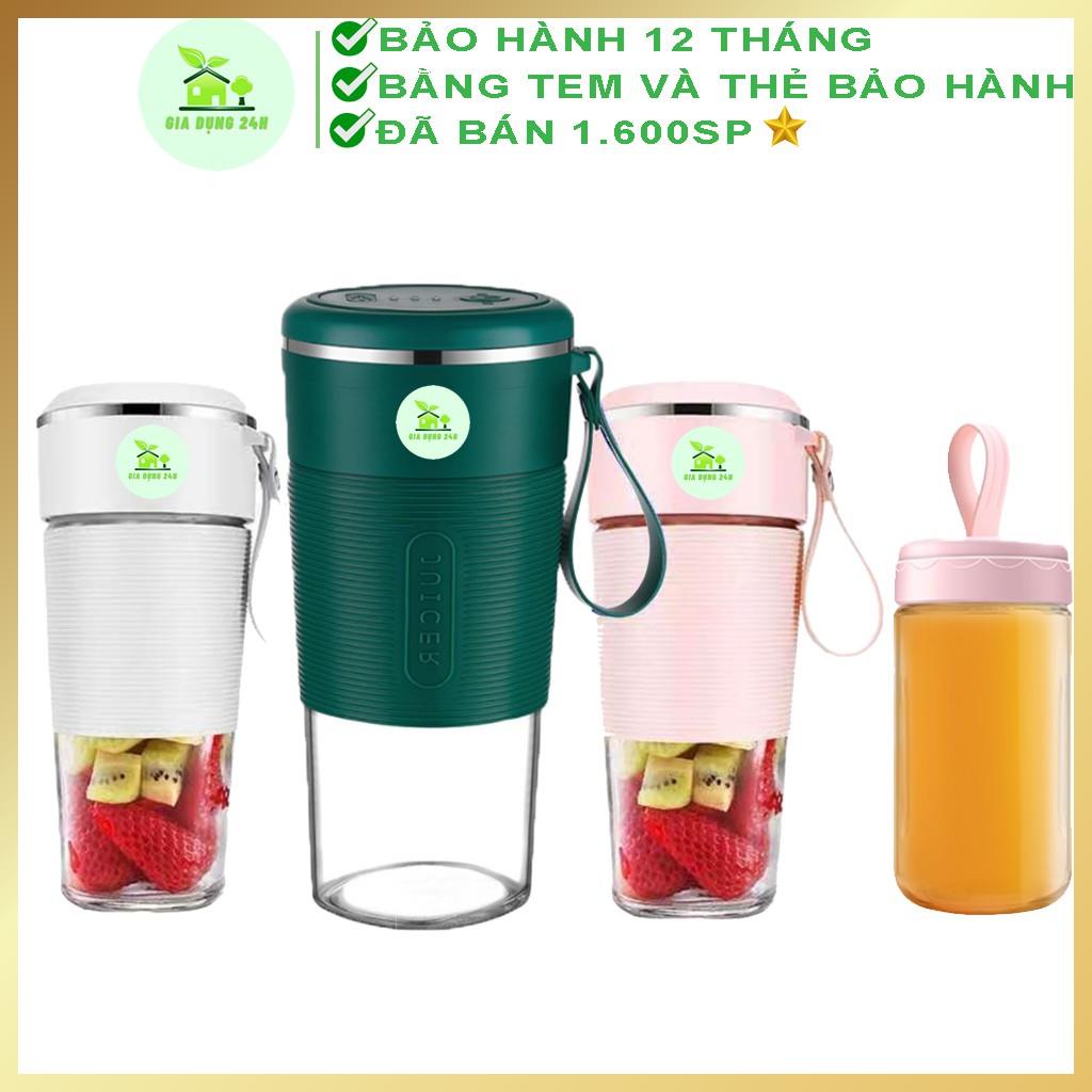 Máy Xay Sinh Tố Cầm Tay Mini Đa Năng Máy Xay Cầm Tay Thịt Đá Bảo Hành 12T Cốc Thủy Tinh 4 Lưỡi