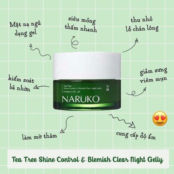 Mặt Nạ Ngủ Naruko Tea Tree Shine Control and Blemish Clear Night Gelly