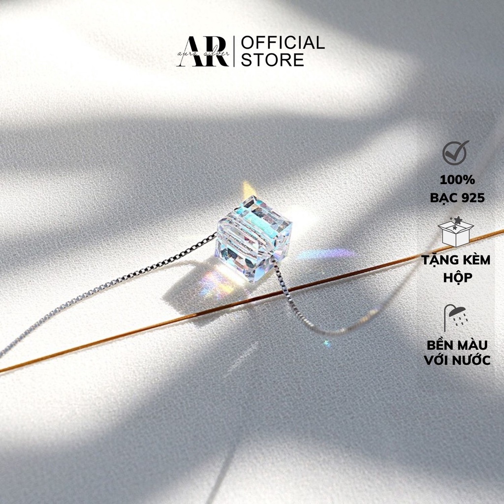 Dây chuyền bạc nữ AURA,thiết kế vòng cổ bạc mặt đá pha lê 7 màu-AURASILVER