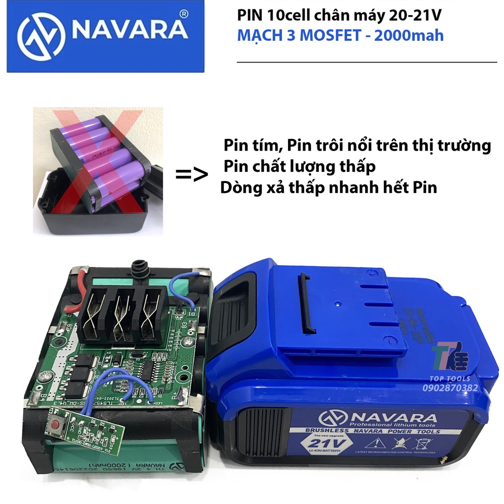 Pin máy khoan, pin máy siết bulong, Pin 10cell 21V mạch 3 mosfet