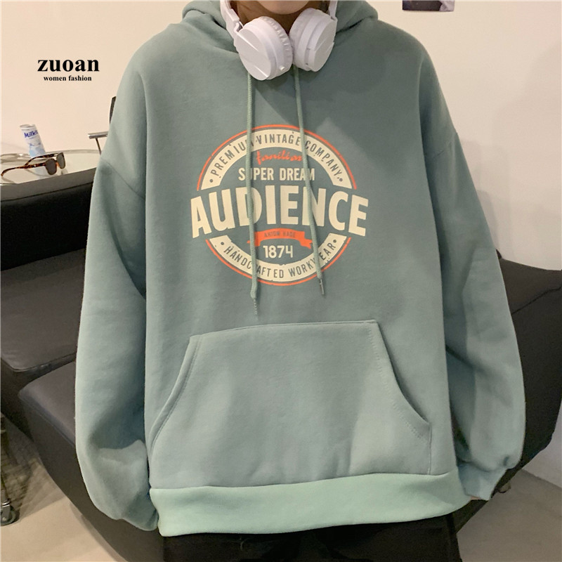 Áo hoodie SUXI dài tay dáng rộng in chữ thoải mái