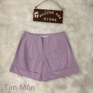 Quần shorts linen màu tím môn