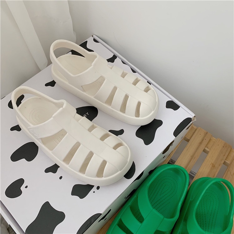 Giày Sandal Đục Lỗ Đế Dày Bằng EVA Chống Trượt Phong Cách La Mã Thời Trang Mùa Hè Hàng Mới Dành Cho Bạn Nữ Mang Đi Biển