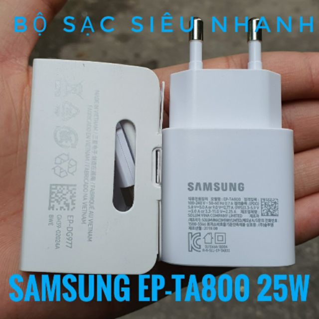 Sạc siêu nhanh 25W EP-TA800 cho Samsung Galaxy S10 5G - Note 10 Seri - S21 Seri - Z Flip 3 - Z Fold 3 - Hàng chính hãng