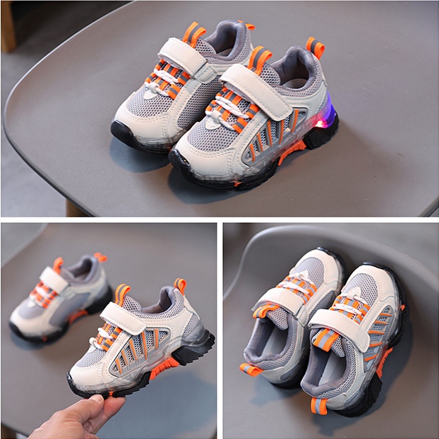 SUGE Giày Sneaker Đế Mềm Chống Trượt Thoáng Khí Có Đèn LED Phát Sáng Cho Bé Trai Và Bé Gái