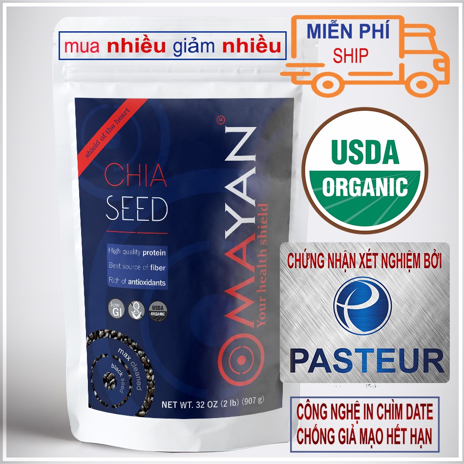 Hạt Chia seed Mỹ Organic Mayan đen 907gr ( Hat Chia 2 Pound )