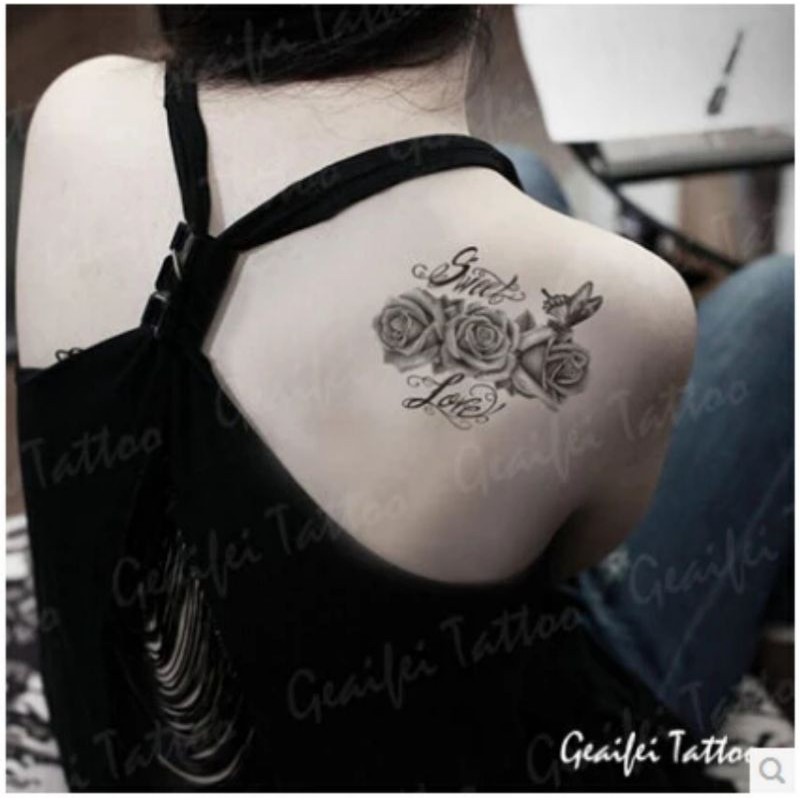 Hình xăm tatoo hoa hồng đen bí ẩn size vừa Tl043