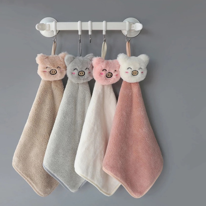 Khăn lau tay bằng sợi siêu nhỏ hình chú heo xinh xắn dễ thương
