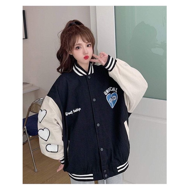 ÁO KHOÁC BOMBER JACKET Tim UNO, HiukyChất gió vs nỉ mềmhàng 1 lớp cổ, tay áo và gấu áo có bo dệt xịnfreesize 53kg