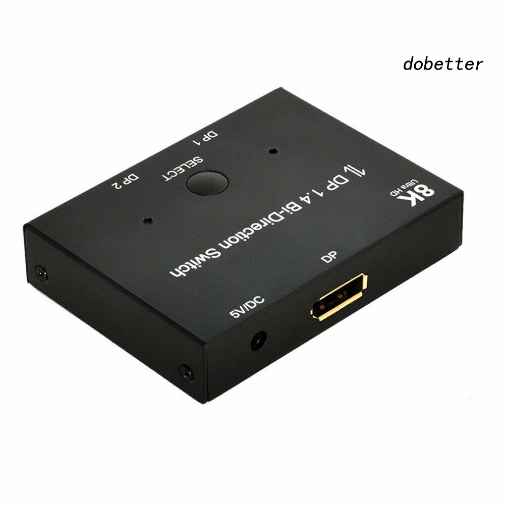 DOH_8K DP 1 In 2 Out Displayport Splitter Switch for HDTV Graphics Card Computer