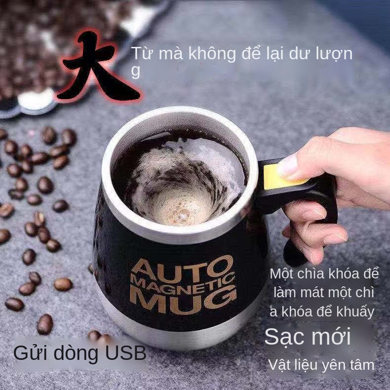 ▥USB sạc cà phê tự động cốc khuấy cốc điện xoay di động cốc nam châm lười biếng cốc nước văn phòng bằng thép không gỉ