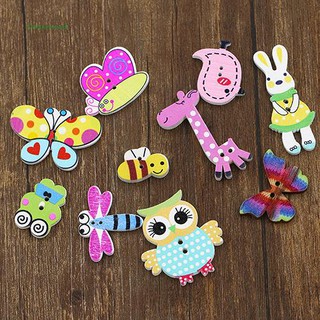 Bộ 50 nút gỗ 2 lỗ hình các con vật