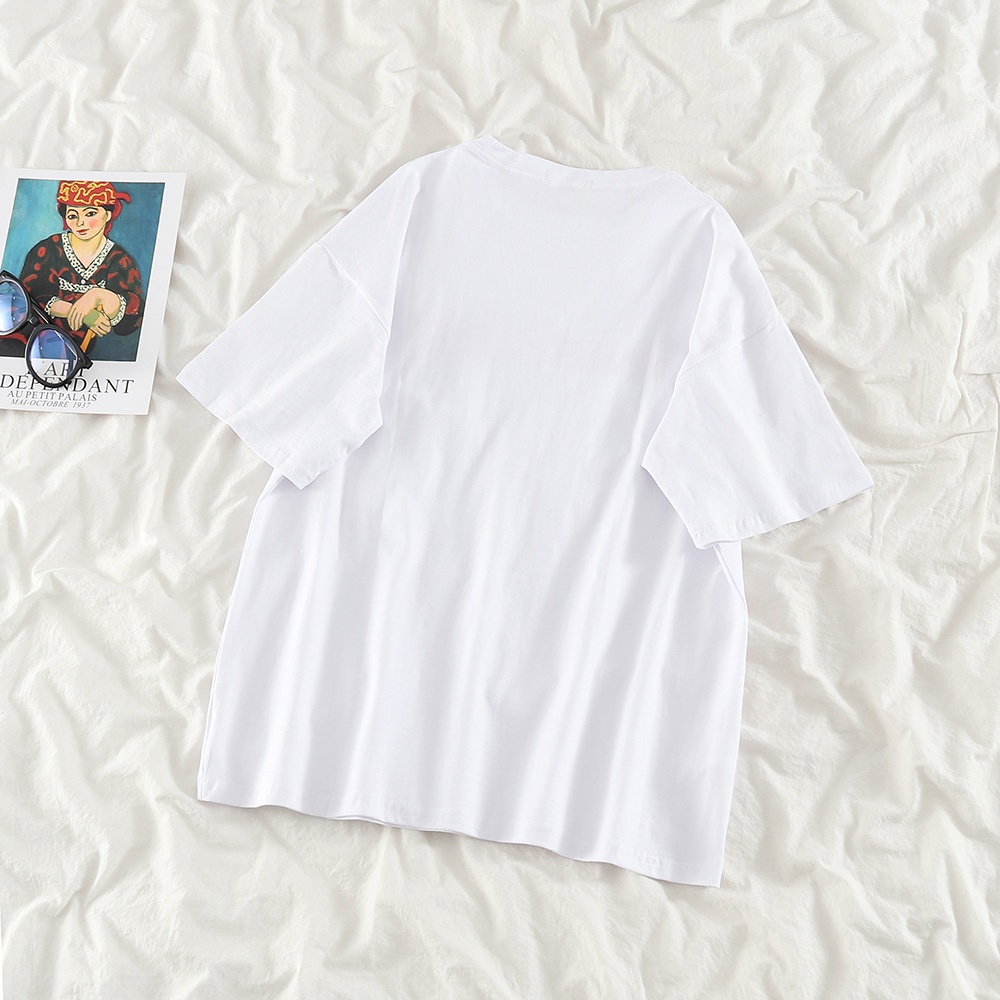 NUZIRO  Áo Thun Ngắn Tay Dáng Rộng In Họa Tiết Xinh Xắn Theo Phong Cách Hàn Quốc