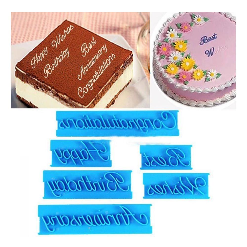 PINEVN Bộ 6 Khuôn Cắt Fondant Hình Chữ Happy Birthday
