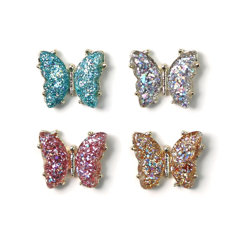 Phụ Kiện Trang Trí Móng Tay Hình Bướm Lấp Lánh Đầy Màu Sắc Kiểu Nhật Bản Cho Nữ DIY