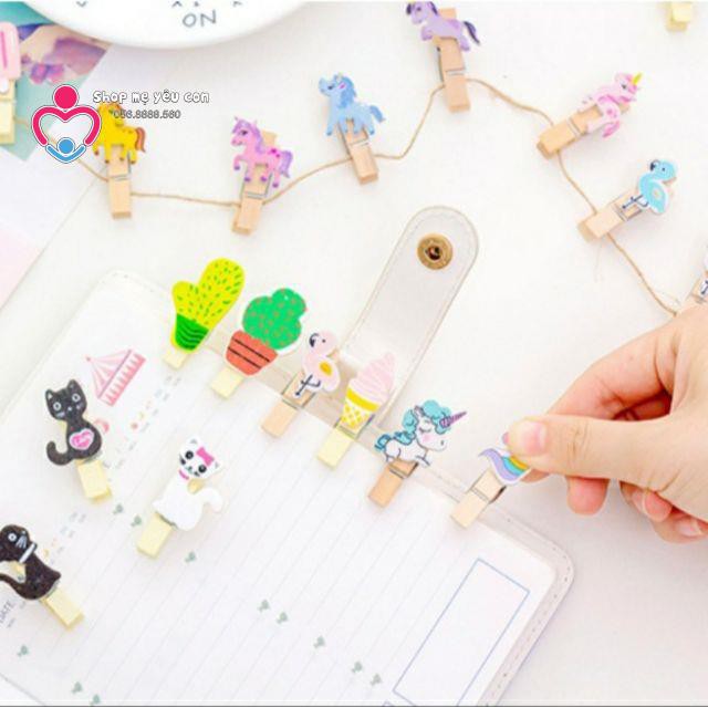 Kẹp gỗ treo ảnh có kèm dây hình dễ thương