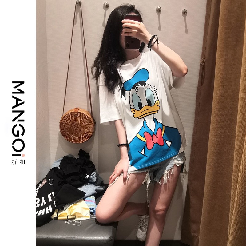 [HOTWIND2021] ÁO phông Áo thun Disney Donald Duck tay ngắn rời phiên bản Hàn Quốc