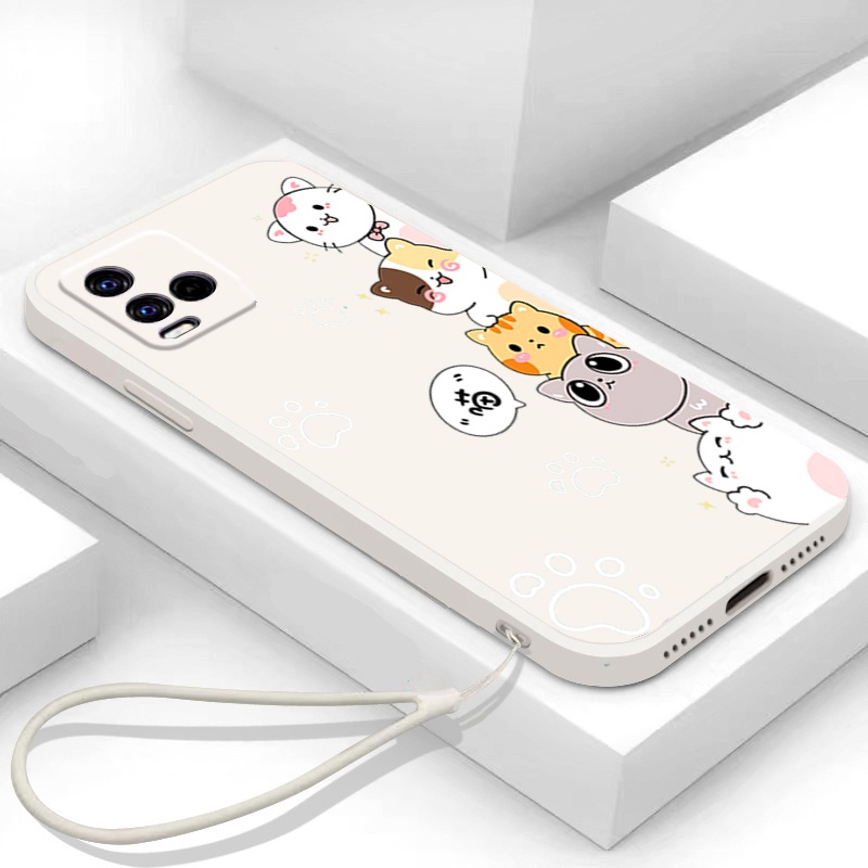Ốp lưng VIVO Y21 VIVO Y21S VIVO Y33 Ốp Điện Thoại Silicon Mềm In Hình Mèo Cho VIVO Y21 VIVO Y21S VIVO Y33 DZMM01 viền vuông cute