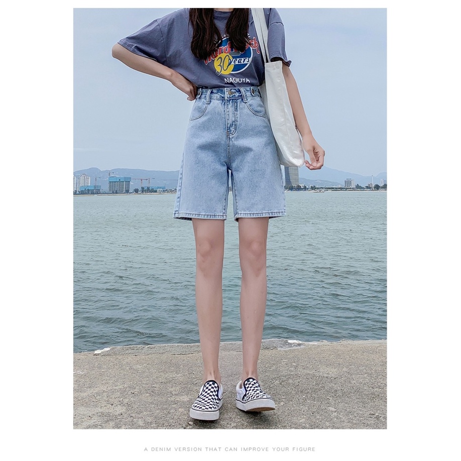 Quần short jean nữ lưng cao Quần đùi nữ phối nút cài bên hông MISS GIRL - SJ 01