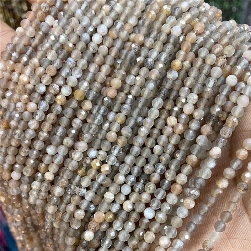 2 3MM Màu Trắng Tự Nhiên Phần Xám Labardorite Hạt Đá Mặt Trăng Trắng Agat Hạt Miếng Đệm Nhỏ Cho Đồ Trang Sức Làm Vật Dụng 38CM