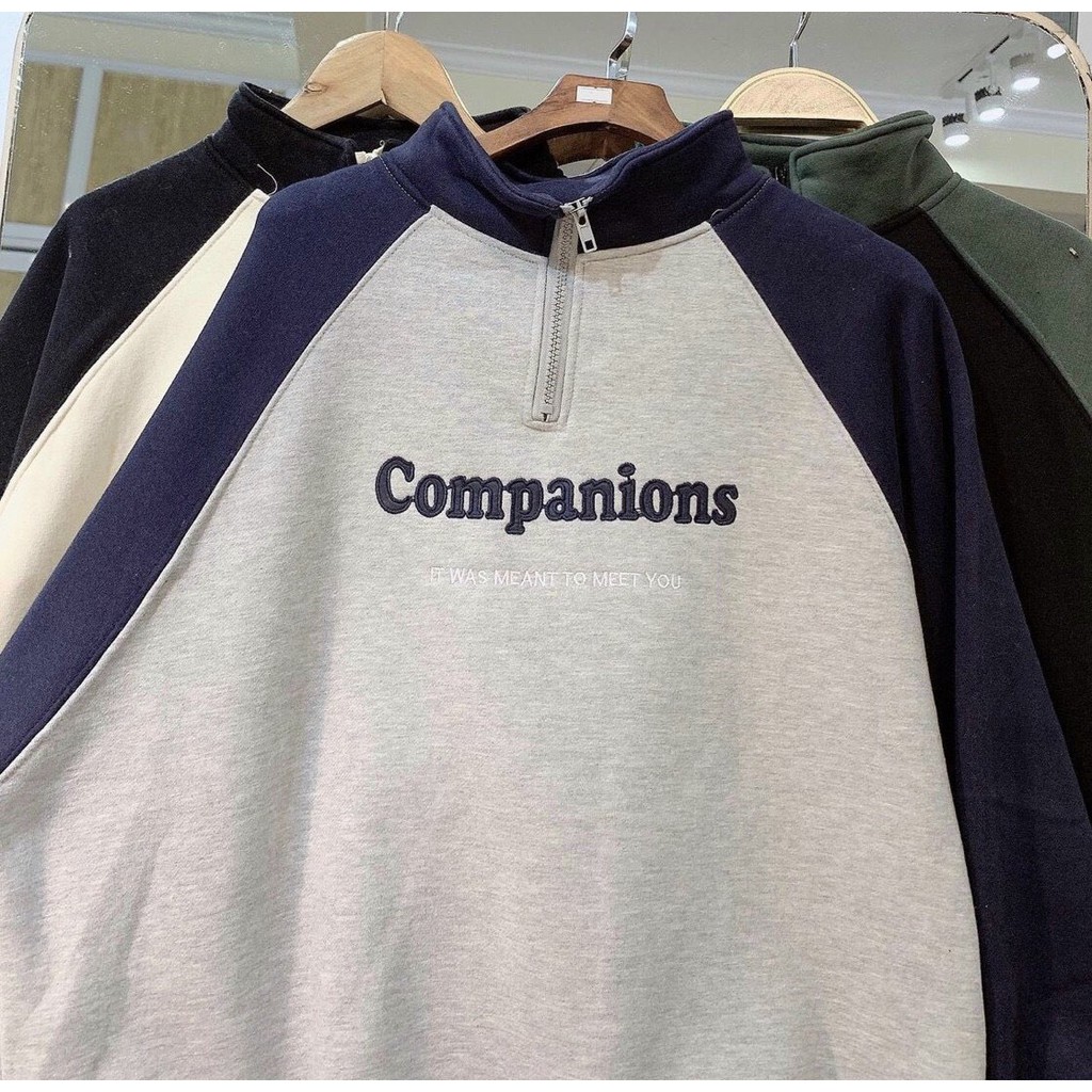 Áo Nỉ PoLo Khoá Cổ Áo Nỉ Nữ Sweater Phối Tay Bồng Cao Cổ Unisex Form Rộng Cá Tính Ulzzang | BigBuy360 - bigbuy360.vn