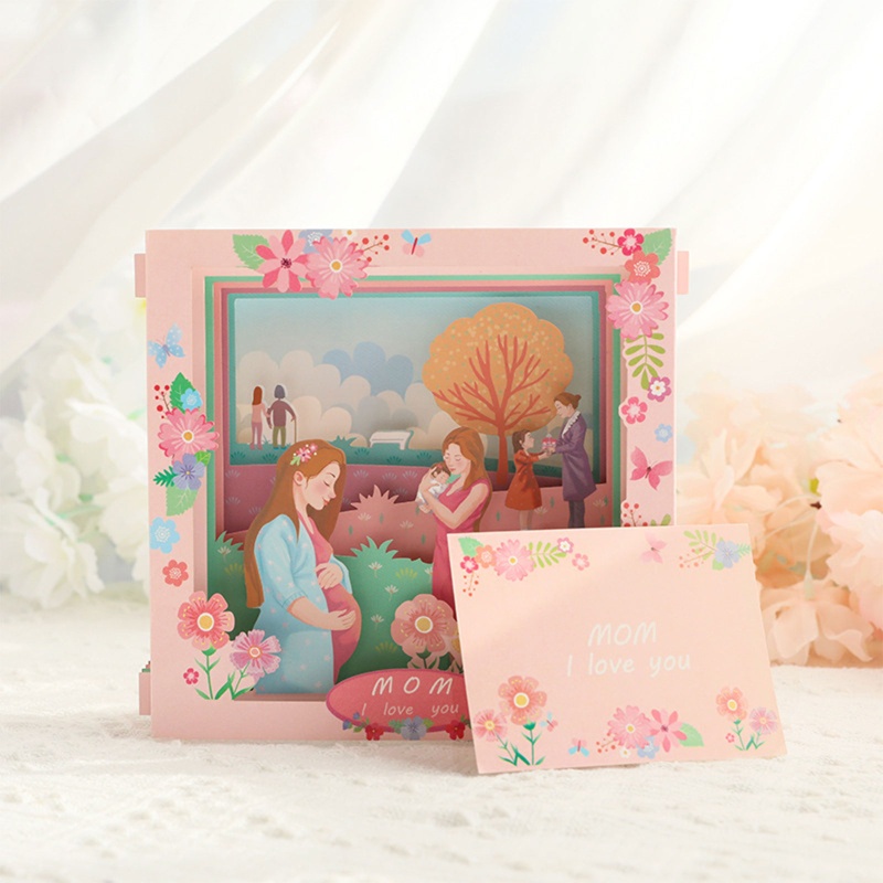 Hộp Giấy Chạm Khắc Chữ I Love You Mom 3D Dùng Để Trang Trí Thiệp Chúc Mừng Ngày Của Mẹ
