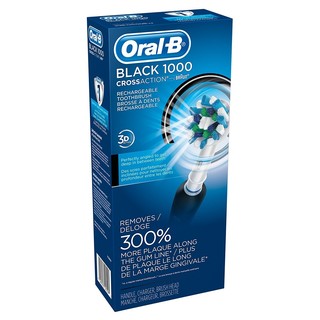 Bàn chải đánh răng dùng pin kèm đế sạc Oral-B Black Pro 1000 Power Rechargeable Electric Toothbrush (Mỹ)