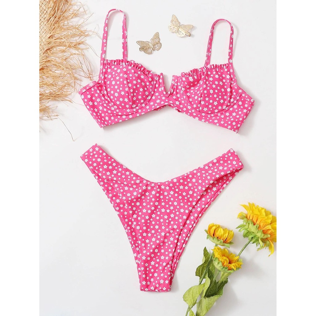 Bộ Bikini Hai Mảnh Cổ Chữ V Có Miếng Lót Ngực Và Quần Lưng Thấp Gợi Cảm Cho Nữ | BigBuy360 - bigbuy360.vn