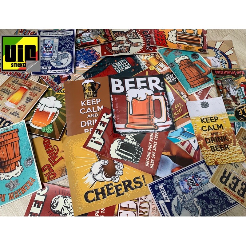 [Hơn 100 mẫu] Hình dán quán Bia Vintage trang trí tường, phòng làm việc...