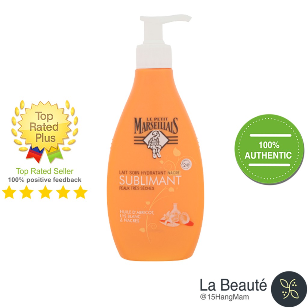 Le Petit Marseillais Lait Soin Hydratant Sublimant - Sữa Dưỡng Thể Cấp Ẩm 24h Chiết Xuất Dầu Mơ, Ngọc Trai 400ml | WebRaoVat - webraovat.net.vn