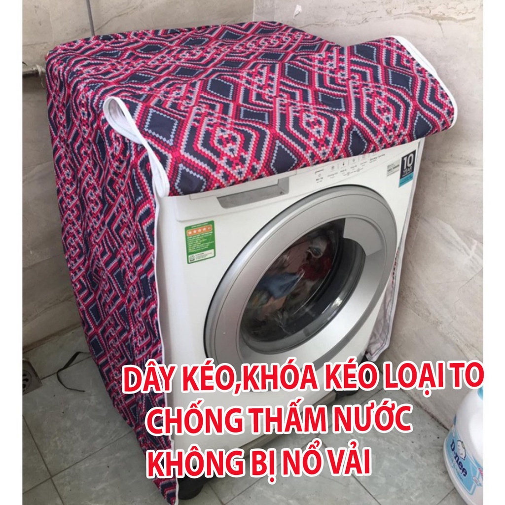 Áo trùm phủ máy giặt VẢI họa tiết CỰC DÀY,BỀN  từ 6-15kg