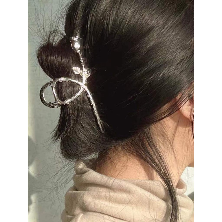 Kẹp Tóc Hình Hoa Hồng Bằng Kim Loại Thanh Lịch Bắt Mắt