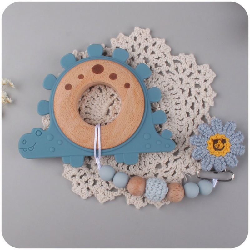 Đồ Chơi Ngậm Nướu Hình Khủng Long Hoạt Hình Bằng Silicon Cho Bé