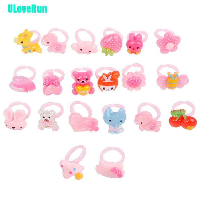 Hộp 20 Nhẫn resin Xinh Xắn Dành Cho Bé Gái