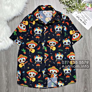 Áo Sơ Mi Hoạt Hình - Ma, Xương Sọ Halloween - Đủ Size Nam Nữ, Áo Đôi Nhóm Lớp Team Building #AA