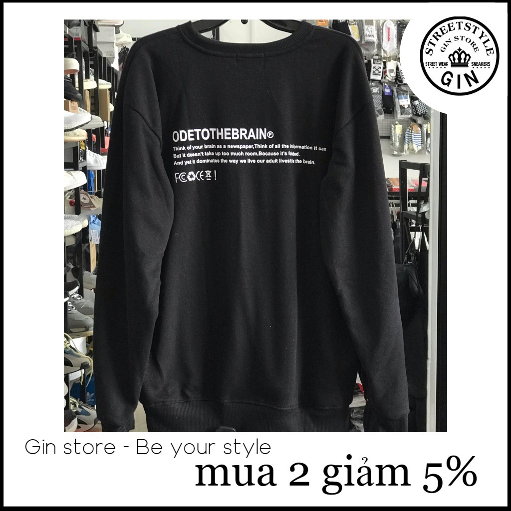 Áo sweater đen chữ trắng unisex ( Gin store )