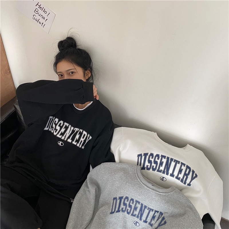 Áo thun ZHELIHANGFEI tay dài dáng rộng theo phong cách retro Mỹ dễ phối đồ