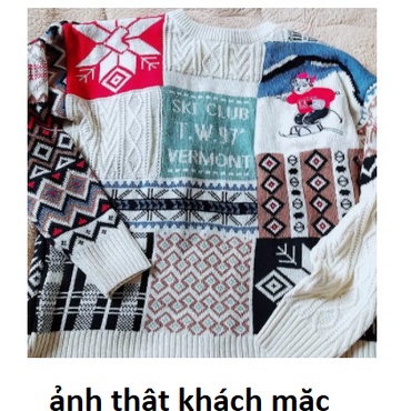 【Keroro】Áo Len Nữ  Dày Dặn Họa Tiết Thổ Cẩm Cổ Tròn Dài Tay Họa Tiết Nhẹ Nhàng | BigBuy360 - bigbuy360.vn