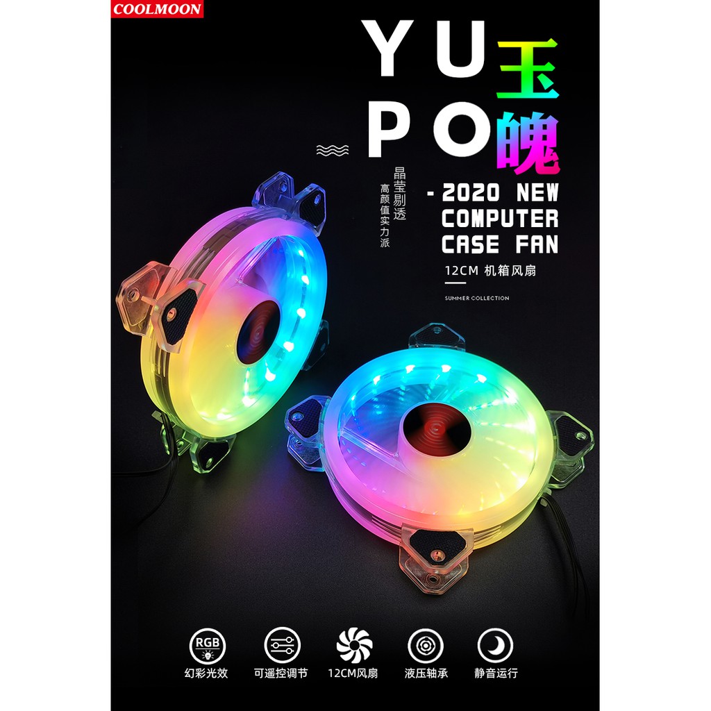 Combo 3 quạt coolmooon k5 Led RGB 16 Triệu Màu - Kèm Hub + Remote