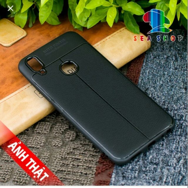 Ốp lưng dẻo vân da Auto Focus cho vivo v9 (tặng kính cường lực)