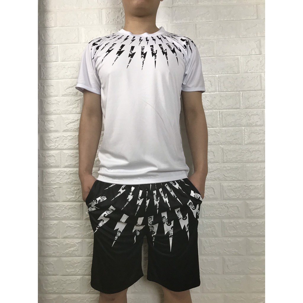Bộ Thể Thao Nam Bộ Hè Nam In Hình tia sét trước ngực - BN01 - Xưởng May Trung Kiên