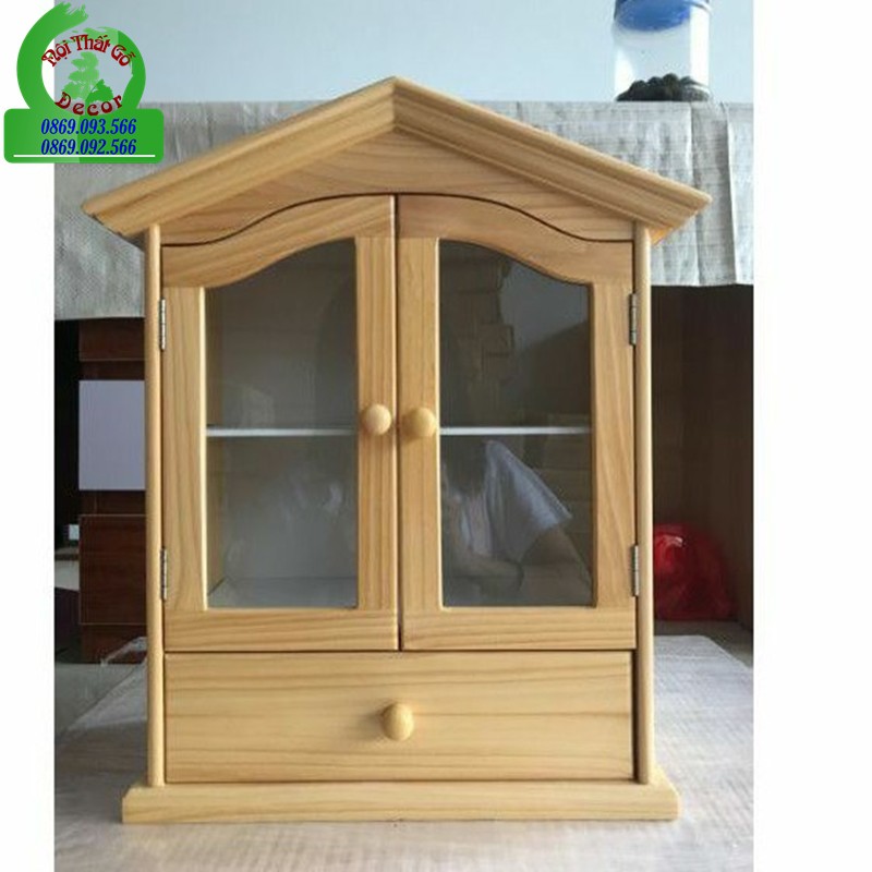 🌟Tủ Y Tế, Tủ Thuốc Gỗ Mái Chéo Có Ngăn Kéo 🌟 🌟