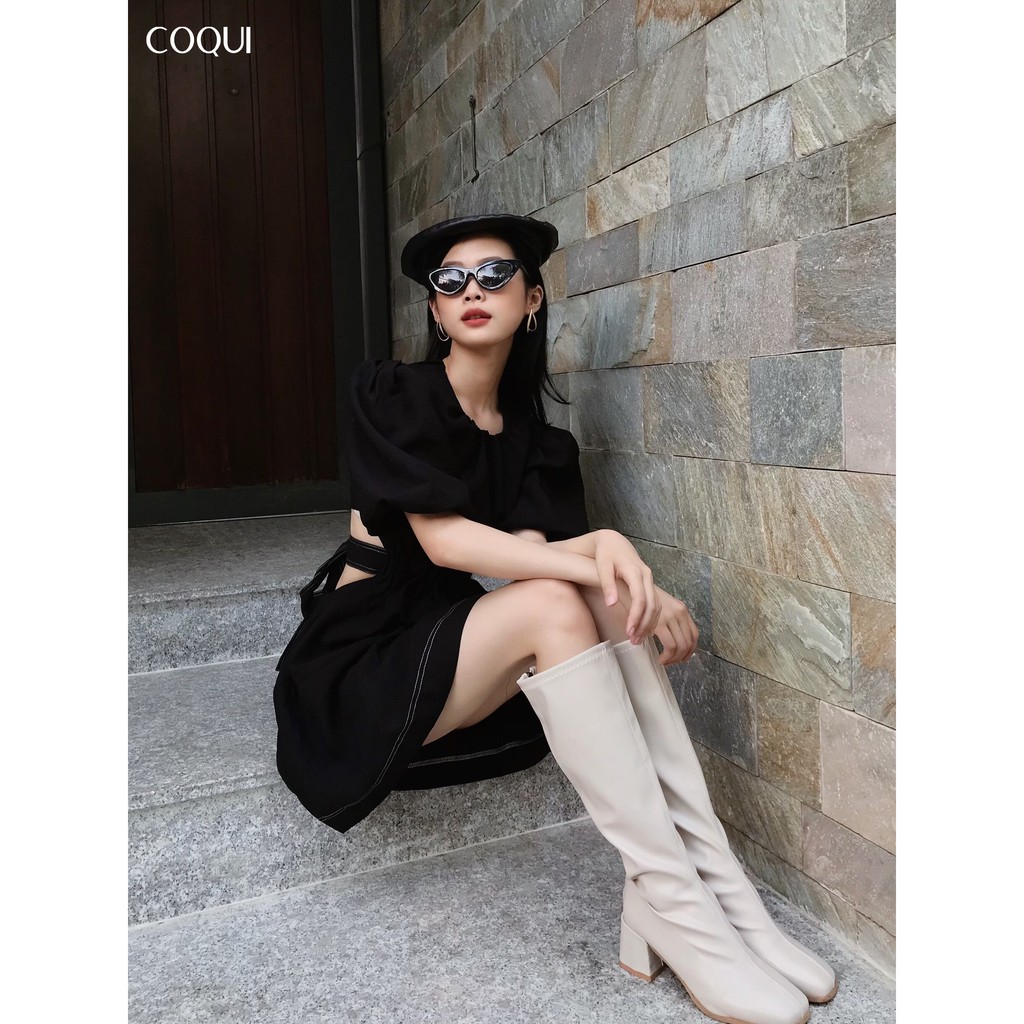 [COQUI] Đầm Anna đen tay phồng hở lưng | BigBuy360 - bigbuy360.vn