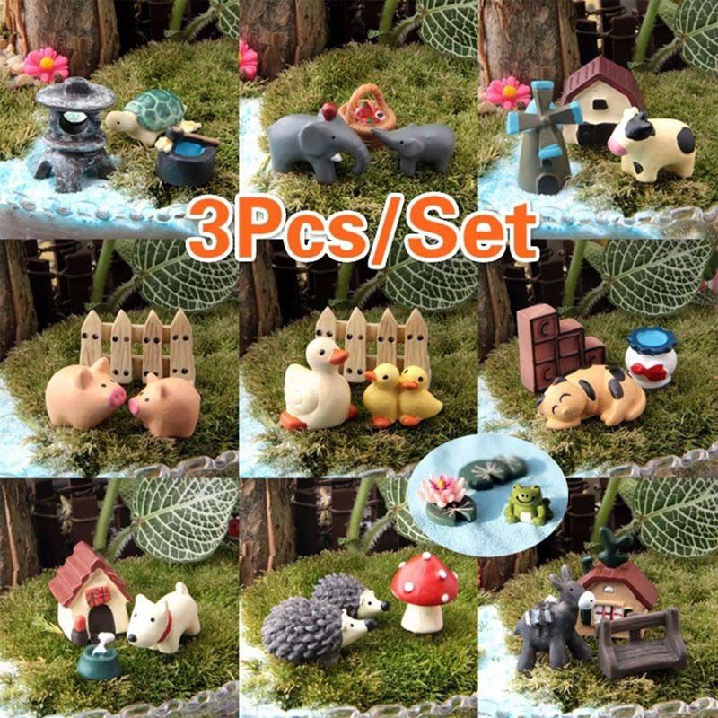 Set 3 Mô Hình Động Vật Mini Trang Trí Sân Vườn