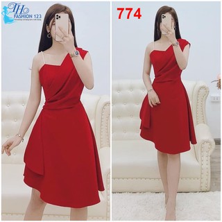 Đầm lệch vai màu đỏ TH774