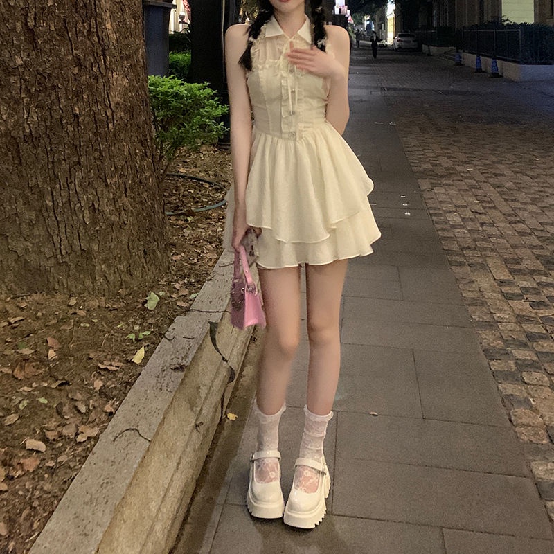 Đầm Ngắn Hai Dây Hở Lưng Đính Nơ Gợi Cảm Thời Trang Mùa Hè Hàng Mới Dành Cho Bạn Nữ