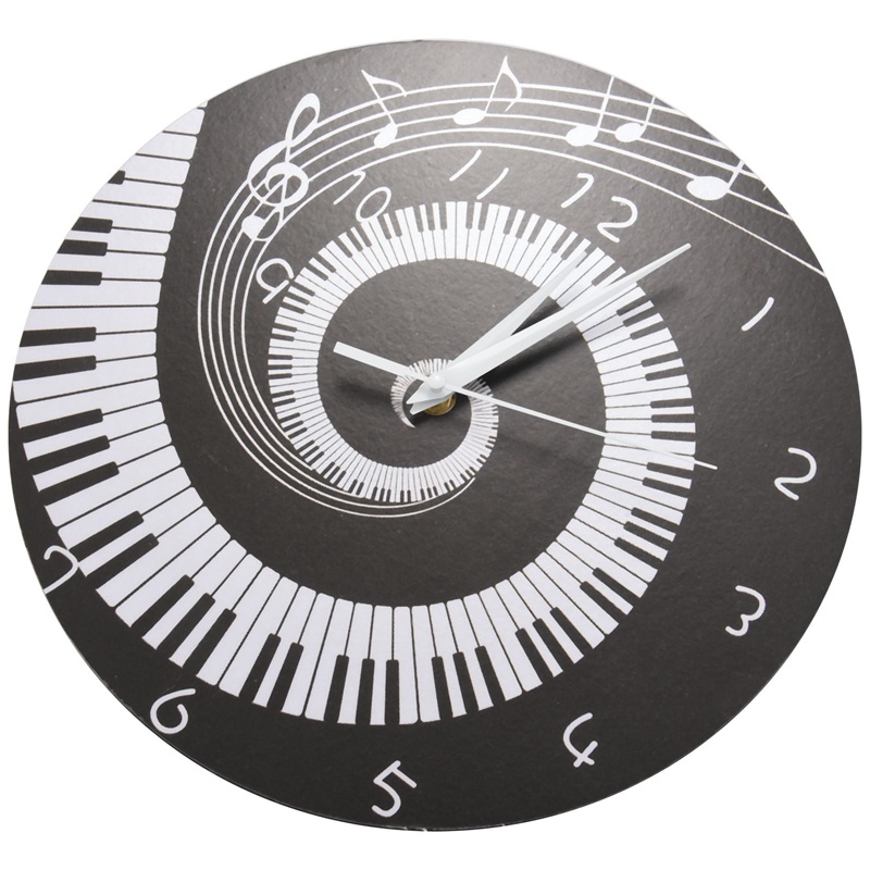 Đồng Hồ Treo Tường Hình Đàn Piano Thanh Lịch Không Dùng Pin Màu Trắng Đen