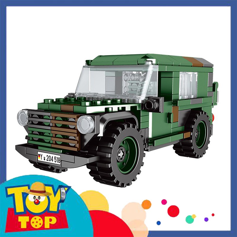 Bộ đồ chơi xếp hình quân đội xe ô tô Jeep lực lượng vũ trang quân sự LKW Leicht Wolf lắp ráp Xingbao XB - 06041