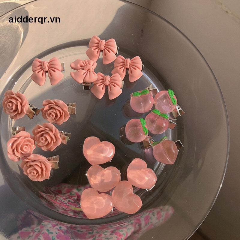 Kẹp Tóc Hình Nơ / Hoa Trà / Mật Ong Màu Hồng Ngọt Ngào Siêu Ngọt Ngào Cho Bé Gái
